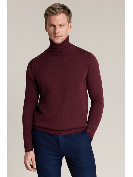 Lancerto Lancerto Sweter Jesse SW073226000048 Bordowy Regular Fit