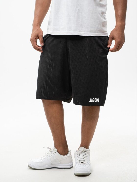 Jigga Wear Jigga Wear Szorty sportowe Krótkie Spodenki Sportowe Dwustronne 2 w 1 Czarne Białe Jigga Wear Small Outline XL Kolorowy Regular Fit