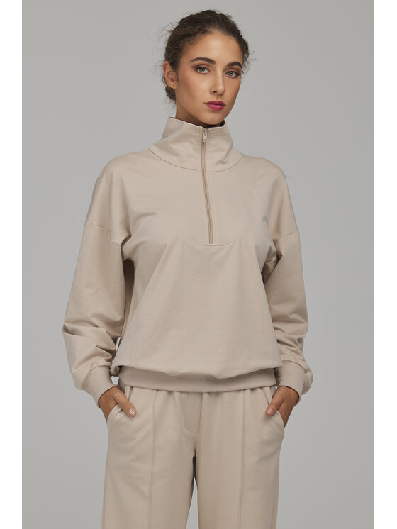 NIFE NIFE Mikina BL15 Béžová Relaxed Fit