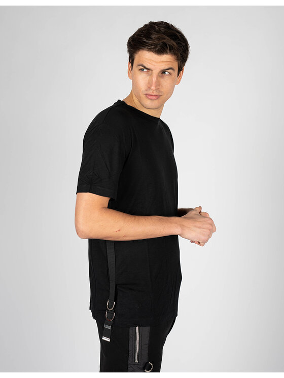 Les Hommes Les Hommes T-Shirt LKT144 740U | Relaxed Fit Lyocell T-Shirt Μαύρο Regular Fit