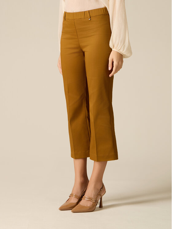 Oltre Oltre Pantaloni di tessuto P734R009309N028 Marrone Cropp Fit