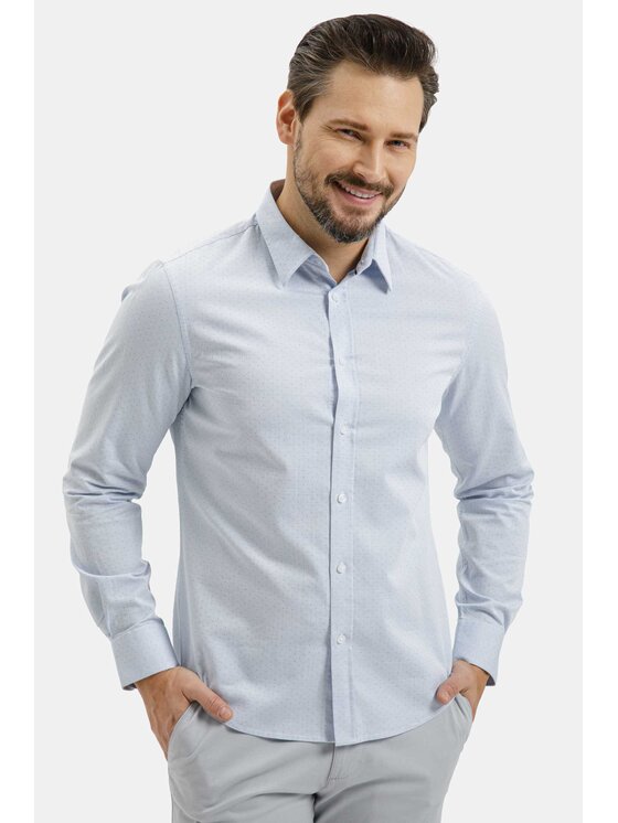 Cross Jeans Cross Jeans Koszula 35666-071 Niebieski Regular Fit
