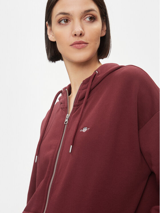 Gant Gant Μπλούζα Rel Shield Zip Hoodie 4204665 Μπορντό Relaxed Fit