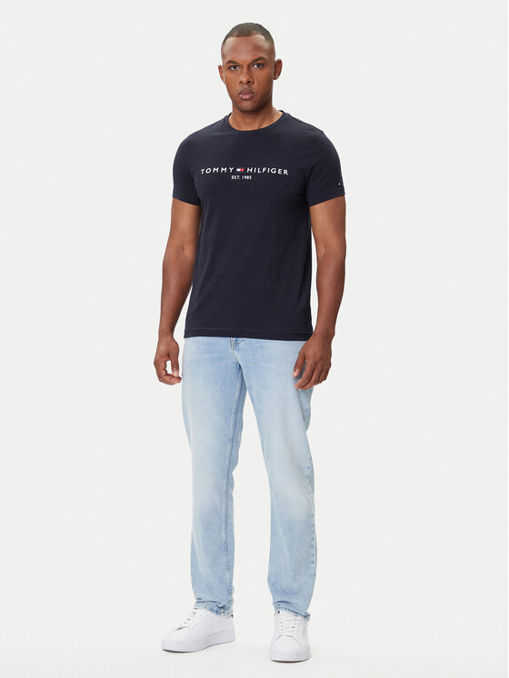 Tommy Hilfiger Tommy Hilfiger T-shirt Core Logo Tee MW0MW11465 Tamnoplava Slim Fit