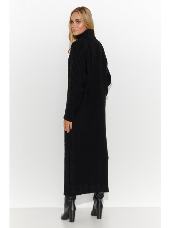 Makadamia Makadamia Sukienka dzianinowa S137 Czarny Regular Fit