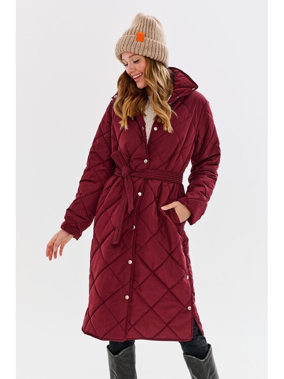 NAOKO NAOKO Kabát Cherry Charm Bordová Regular Fit