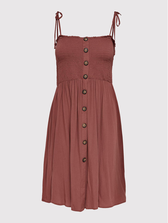 ONLY ONLY Sukienka letnia Annika 15193884 Brązowy Slim Fit