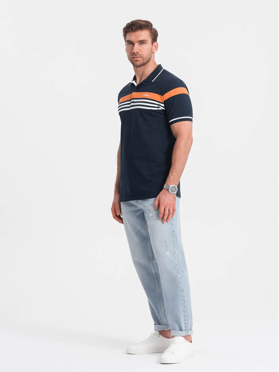 Ombre Ombre Polokošile OM-POSS-0127 Tmavomodrá Regular Fit