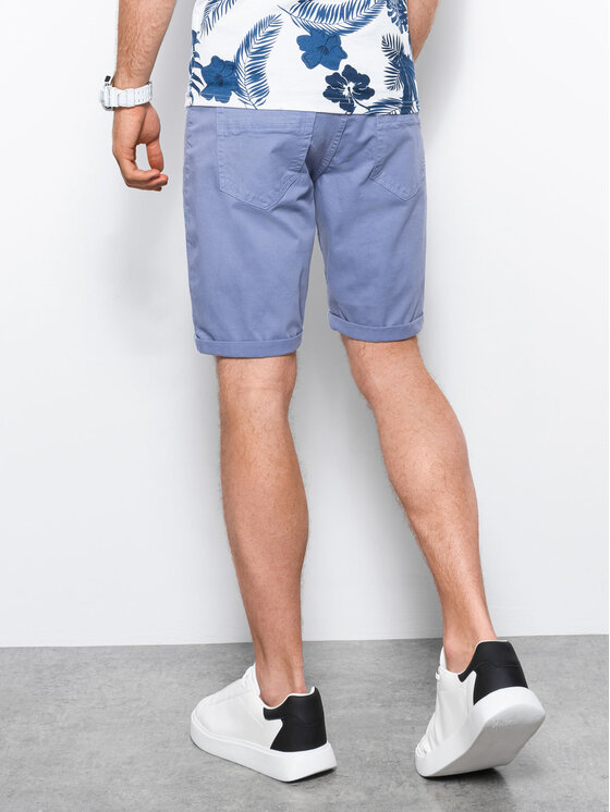Ombre Ombre Šortky z materiálu OM-SRDS-0103 Modrá Regular Fit