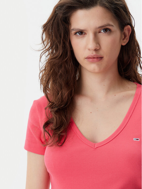 Tommy Jeans Tommy Jeans T-shirt Essential DW0DW17385 Ružičasta Slim Fit