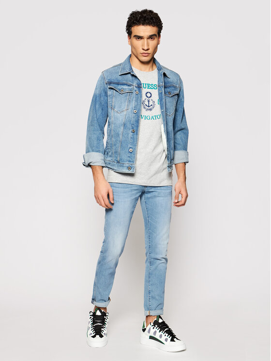 Guess Guess T-Shirt M92I33 J1300 Γκρι Super Slim Fit