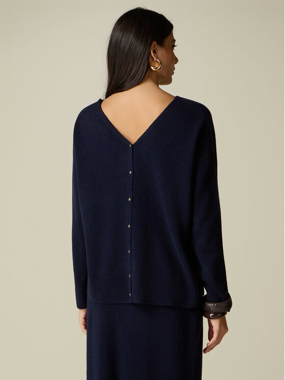 Oltre Oltre Sweter M144E002153N034 Niebieski Regular Fit
