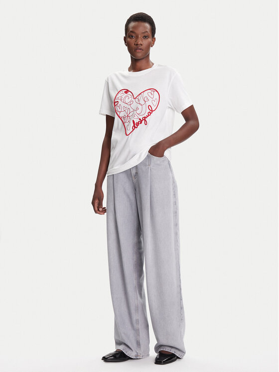 Desigual Desigual Тишърт Roma 25WWTK50 Бял Regular Fit