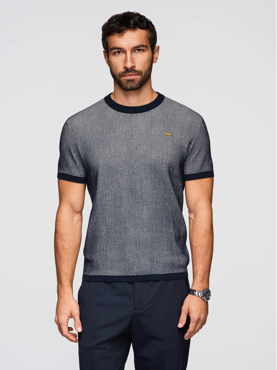 Ombre Ombre T-Shirt OM-TSCT-0265 Granatowy Regular Fit