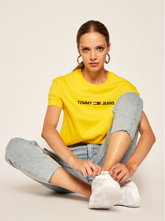 Tommy Jeans T-shirt Tjw Linear Logo Tee DW0DW08615 Giallo Modern Fit •  Modivo.it