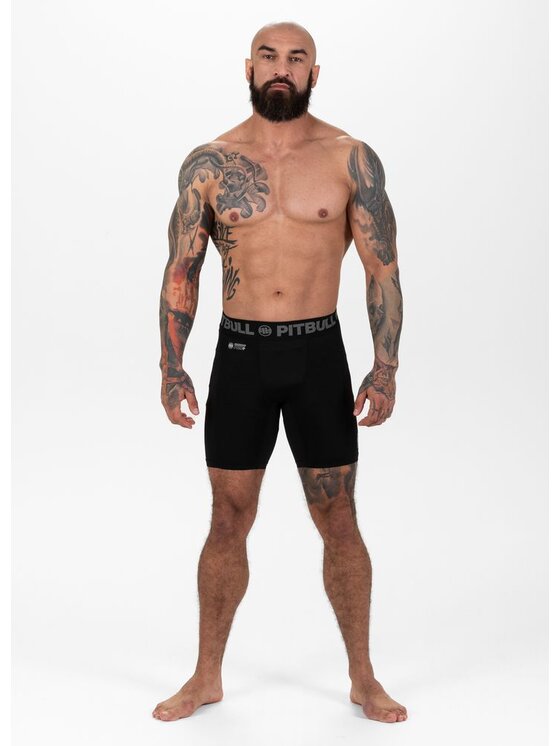 PITBULL PITBULL Szorty sportowe Spodenki kompresyjne Performance Pro Plus New Logo XXL Czarny Slim Fit
