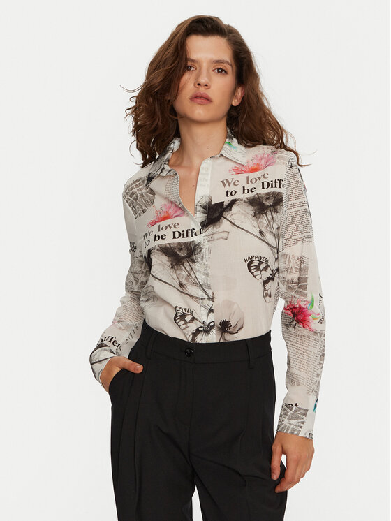 Desigual Desigual Srajca Nara 24WWCW20 Écru Regular Fit