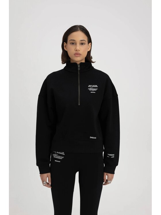 Bluza, rozmiar S, Czarny, FUNNEL NECK ZIP