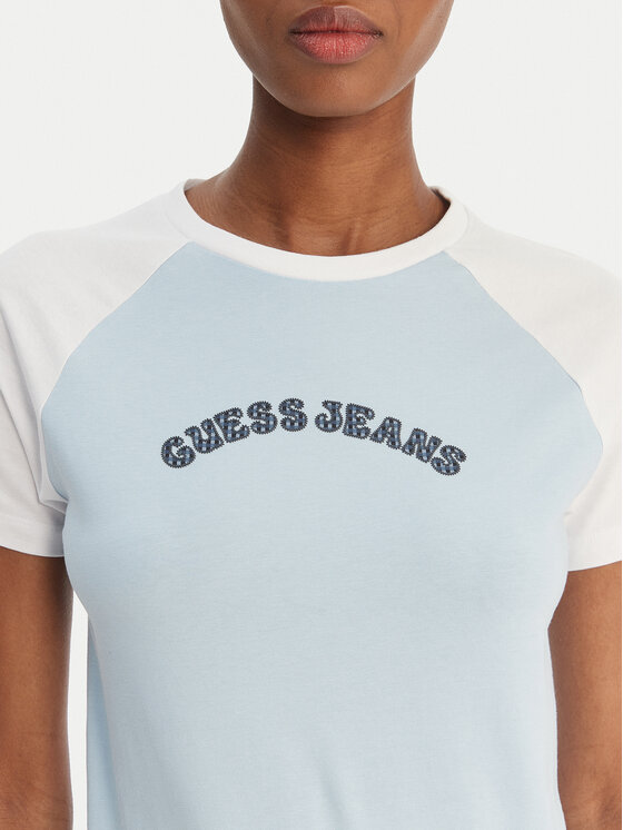 Guess Jeans Guess Jeans T-krekls W6GIB0 J1314 Gaiši zils Regular Fit