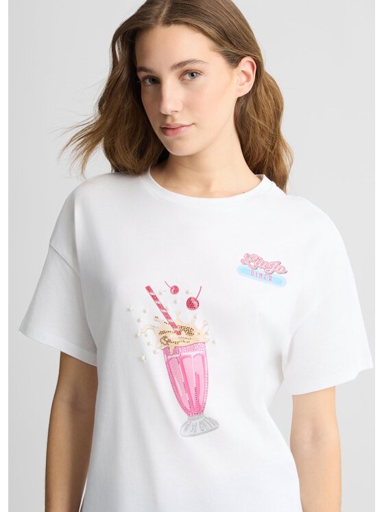 Liu Jo Liu Jo T-Shirt WA5342JS923M9503 Biały Regular Fit