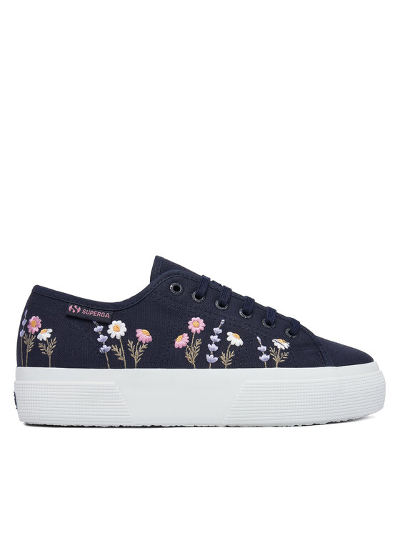 Superga Superga Sneakers aus Stoff 3740 Platform Flower Embroidery Leggera S5138TW Dunkelblau