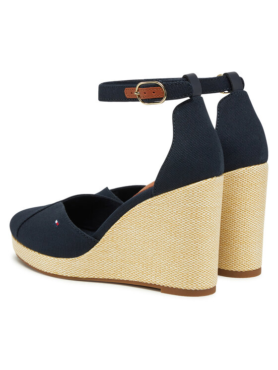 Tommy Hilfiger Tommy Hilfiger Félcipő Flag High Wedge Espad Closed Toe FW0FW08494 Sötétkék
