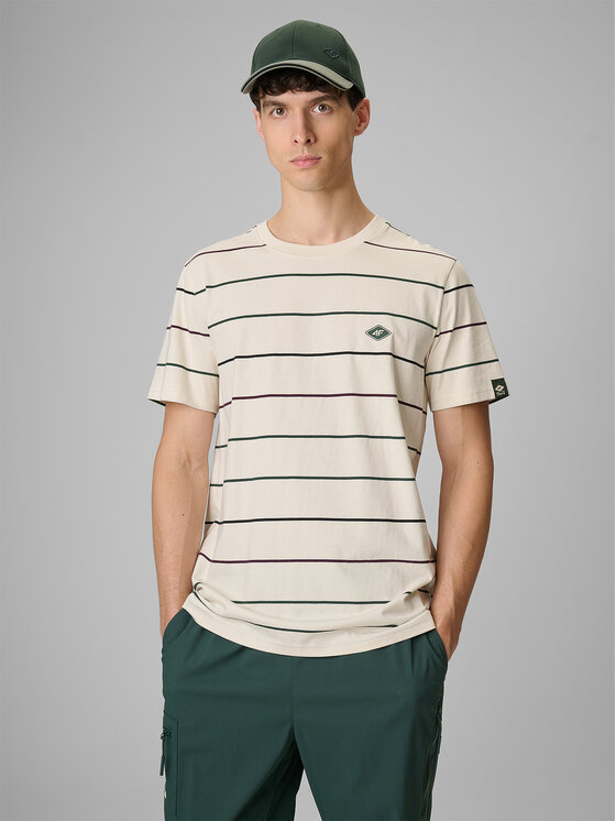 4F 4F T-Shirt NATURE’S TRAIL Kremowy Regular Fit