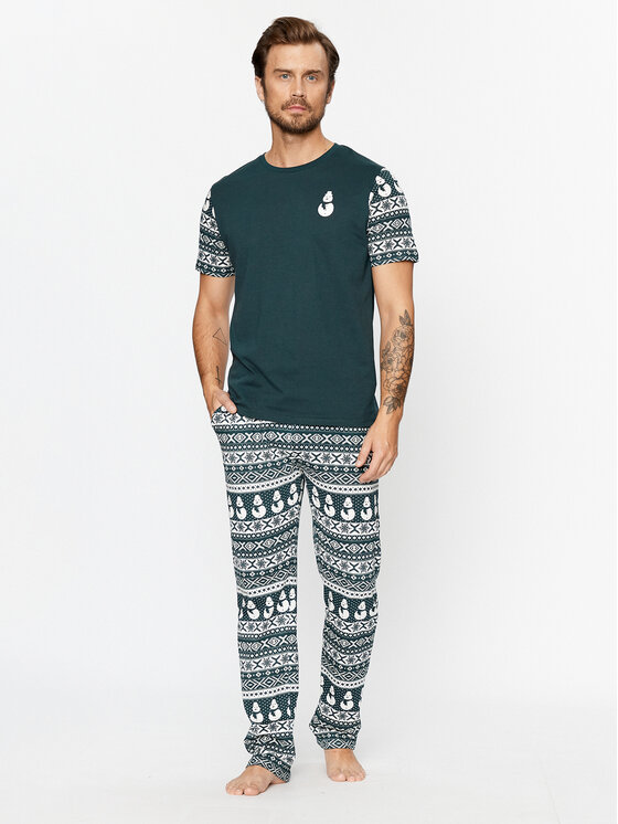 Brave Soul Brave Soul Pijama MLWS-149WINTERY Verde Regular Fit