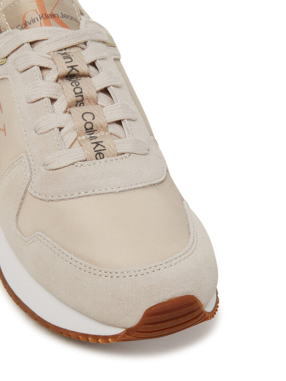Calvin Klein Jeans Calvin Klein Jeans Sneakersy Runner Sock Laceup Ny-Lth Wn YW0YW00840 Beżowy
