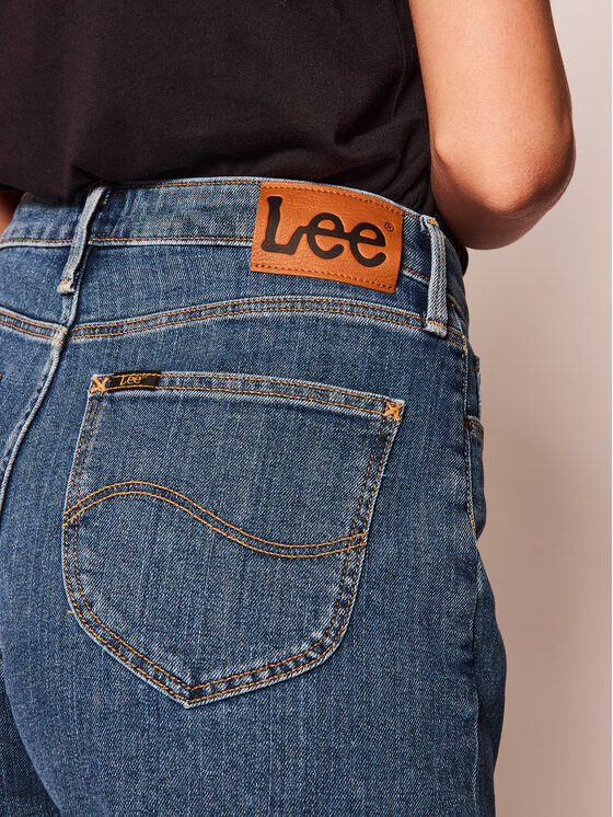 Lee Lee Pantaloni scurți de blugi Mom L37MMG44 Bleumarin Regular Fit