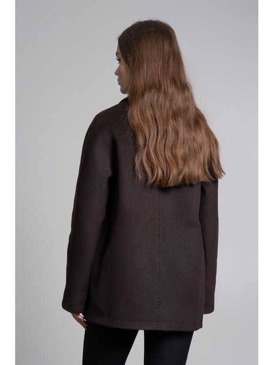 Estro Estro Cappotto di lana ER00119424 Marrone Loose Fit