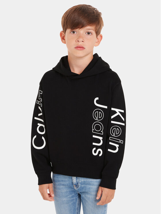 Calvin Klein Jeans Mikina Maxi Inst Logo IB0IB02040 Čierna Relaxed Fit