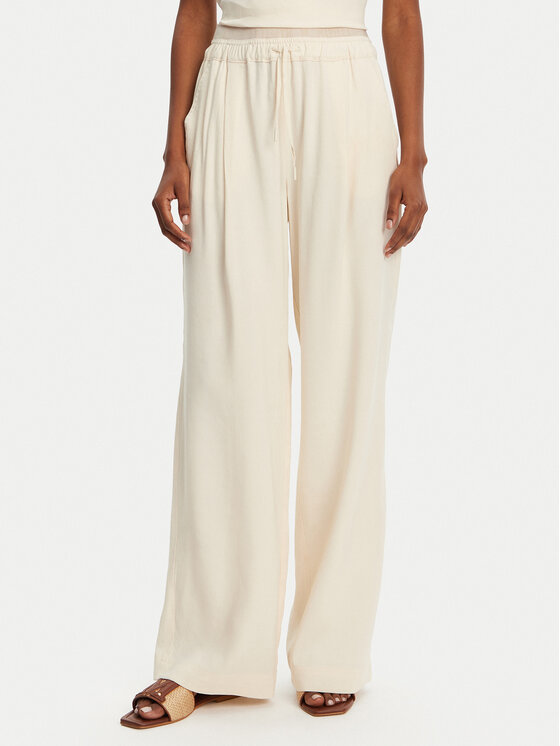 Marella Bavlnené nohavice Fred 2513131085 Écru Wide Leg