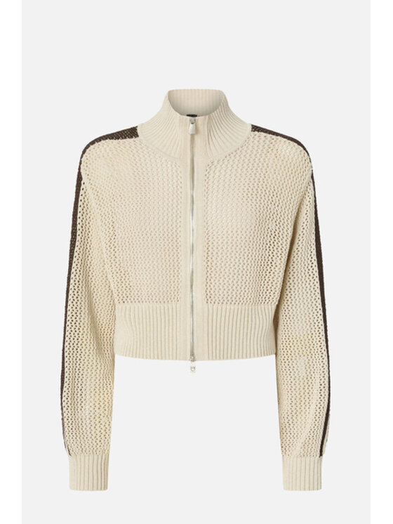 PINKO PINKO Πουλόβερ rozpinany Spazio Felpa Λευκό Cropped Fit