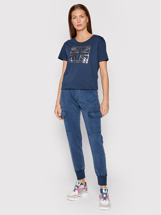 Pepe Jeans Pepe Jeans T-Shirt Zeldas PL505037 Granatowy Regular Fit