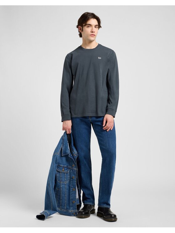 Lee Lee T-Shirt LS PATCH LOGO TEE Niebieski Regular Fit