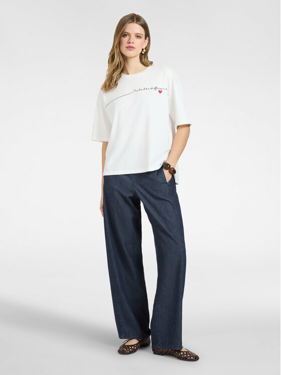 Elena Mirò Elena Mirò T-Shirt G015Z000653N011 Biały Regular Fit