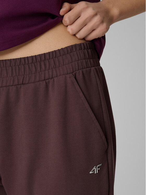 4F 4F Spodnie dresowe BASIC+ Brązowy Slim Fit