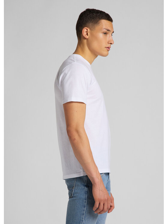 Lee Lee T-Shirt SS PATCH LOGO TEE Biały Regular Fit