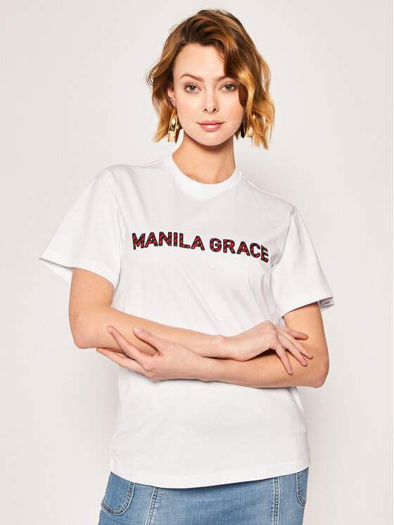 Manila Grace Majica T169CU Bela Regular Fit