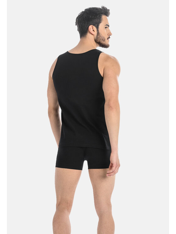 Teyli Teyli Podkoszulek męski bawełniany Eli Czarny Classic Fit