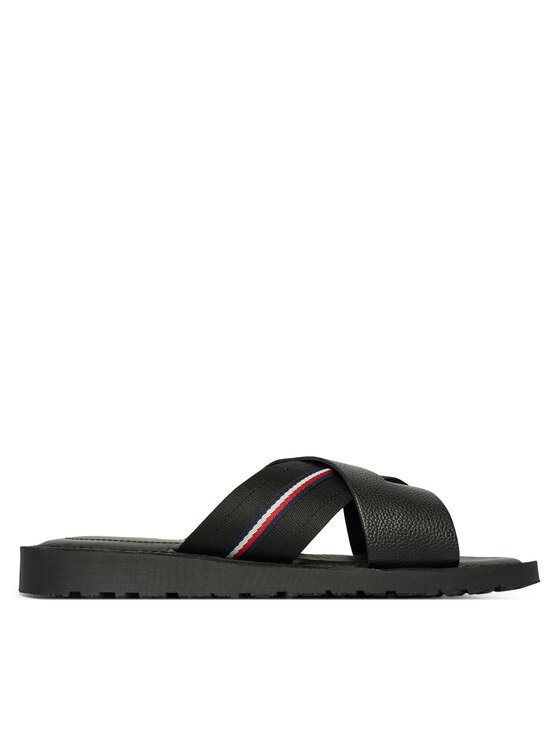 Tommy Hilfiger Tommy Hilfiger Pantoletten Core Hilfiger Lth Criss C Sandal FM0FM05783 Schwarz