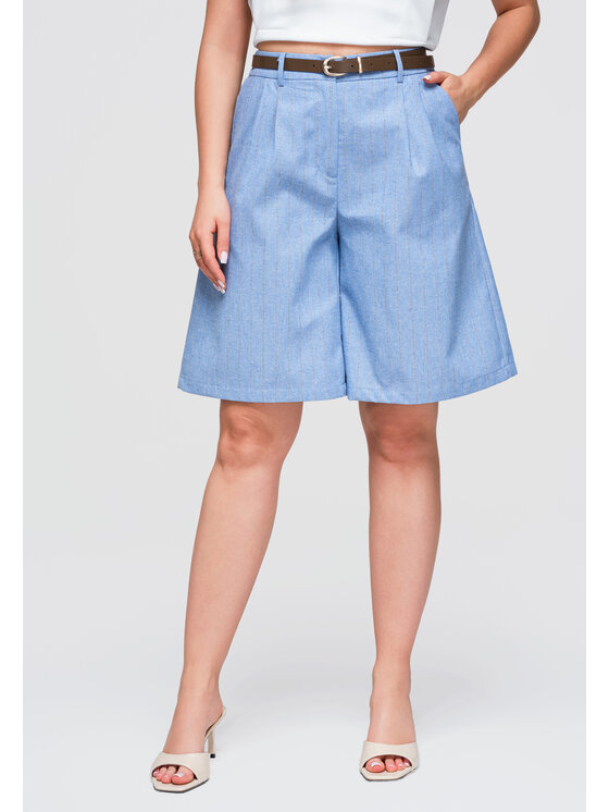 Ombre Ombre Szorty materiałowe OW-ST-E0016 Niebieski Bermuda Fit