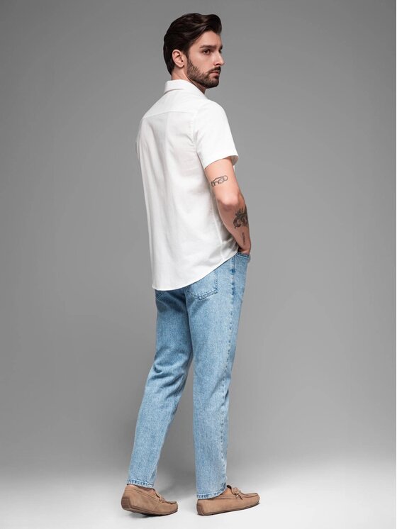 Ombre Ombre Koszula OM-SHSS-0167 Biały Regular Fit