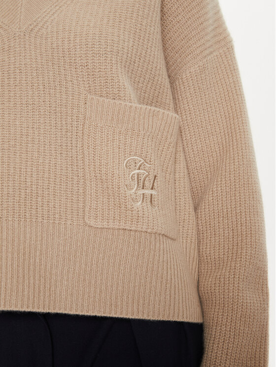 Tommy Hilfiger Tommy Hilfiger Πουλόβερ Script Soft WW0WW42149 Μπεζ Relaxed Fit