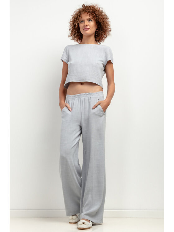 Tessita Tessita Spodnie materiałowe SPODNIE_T404_2_XL Szary Relaxed Fit