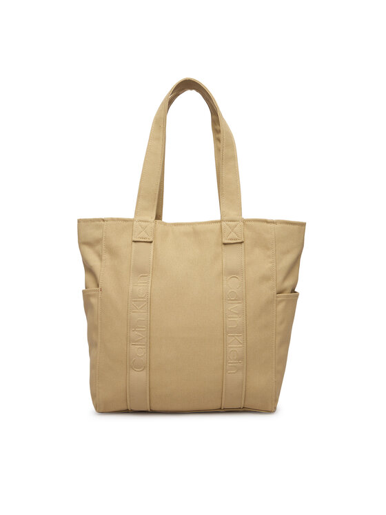 Calvin Klein Calvin Klein Kabelka Webbing Strap Canvas Tote LV04F3463G Béžová