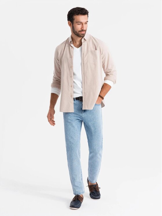 Ombre Ombre Jeansy OM-PADP-0225 Niebieski Carrot Fit
