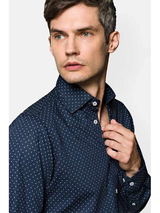 Lancerto Lancerto Koszula Nicola KO073122000033 Granatowy Slim Fit