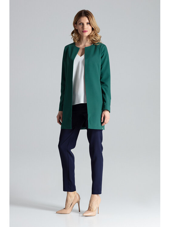FIGL FIGL Płaszcz M551 Zielony Regular Fit
